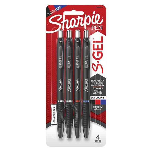 Sharpie S-Gel Assorted Retractable Gel Pen , 4PK 2096174